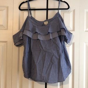 Off the shoulder striped shirt 1X